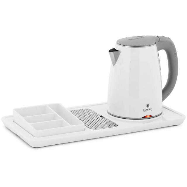 Professional Hotel Kettle White 1.2 L 1800 W With Coffee and tea Station - Hot Water Dispenser by Royal Catering on Productcaster.