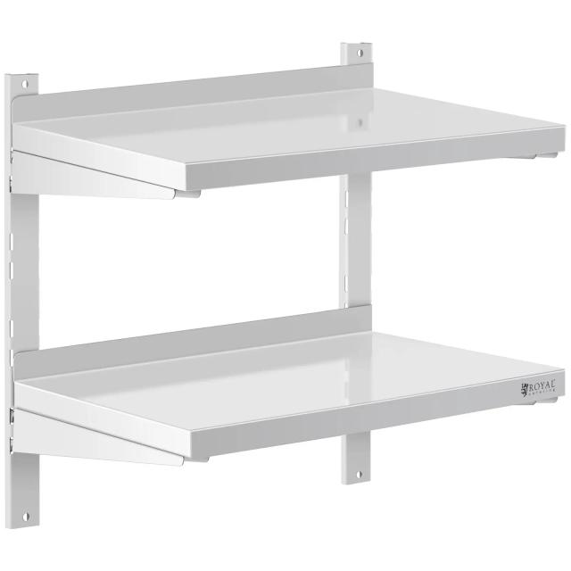 Stainless Steel Wall Shelf 2 Shelves 40 x 60 cm - Floating Shelves by Royal Catering on Productcaster.