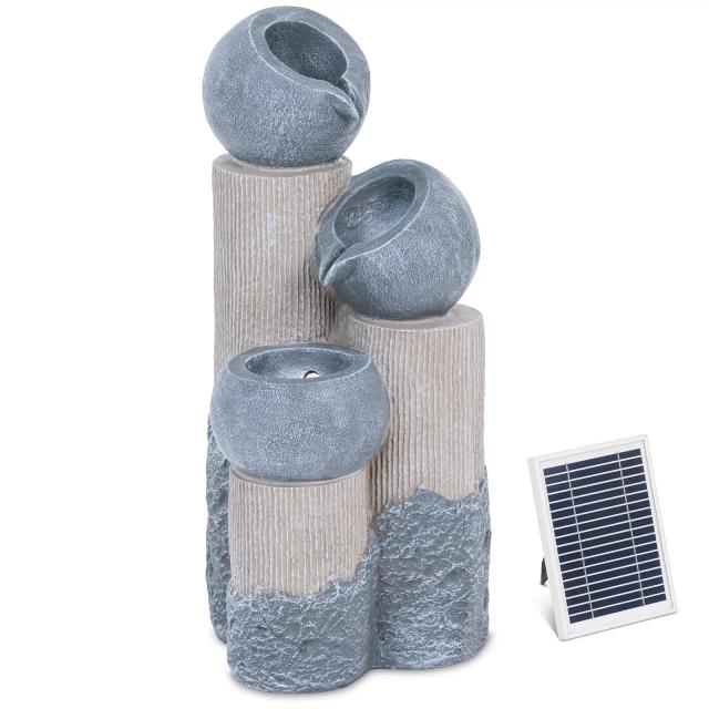 Fântână solară de grădină - 3 vase pe stâlpi - iluminat cu LED-uri on Productcaster.