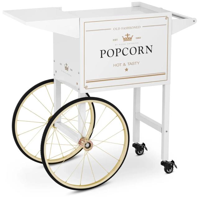 Cărucior Mașină de Popcorn - alb și auriu on Productcaster.