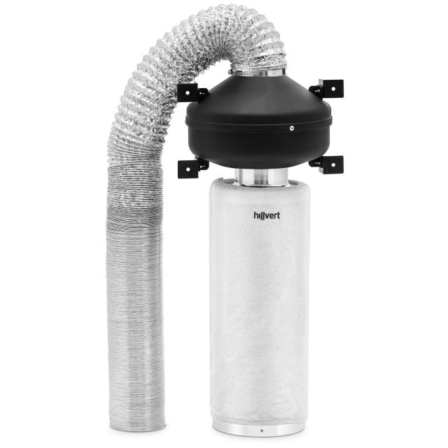 Set filtru de aer - 50 cm filtru de carbon activat / ventilator tubular / furtun de evacuare a aerului - {{flux de aer}} m³/h - Ø {{diametru gaură}}  on Productcaster.