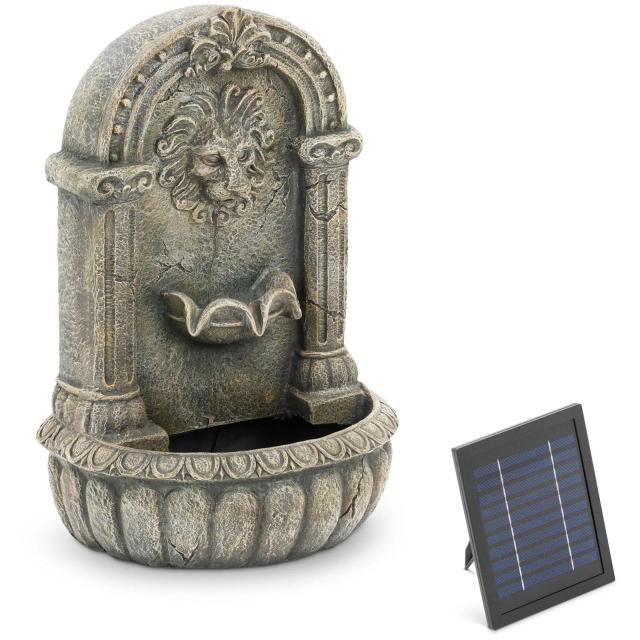 Fântână solară de grădină - cap de leu pe bazin decorat - iluminare cu LED-uri on Productcaster.