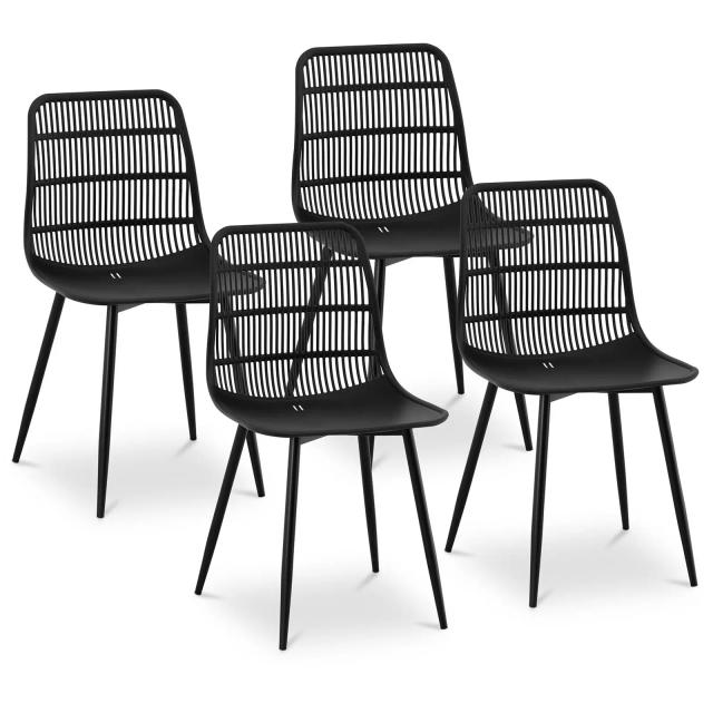 Scaun - set de 4 - până la 150 kg - scaun 46,5 x 45,5 cm - negru on Productcaster.