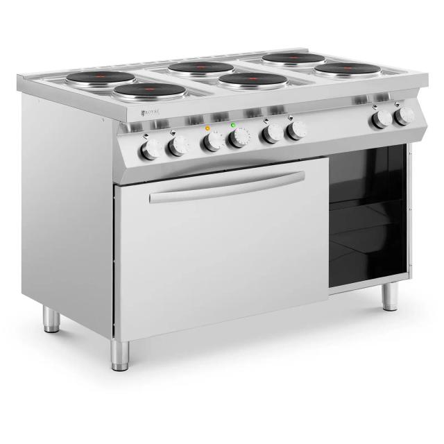 Aragaz electric - 15600 W - 6 plăci - cu cuptor cu convecție - dulap de bază - Royal Catering on Productcaster.