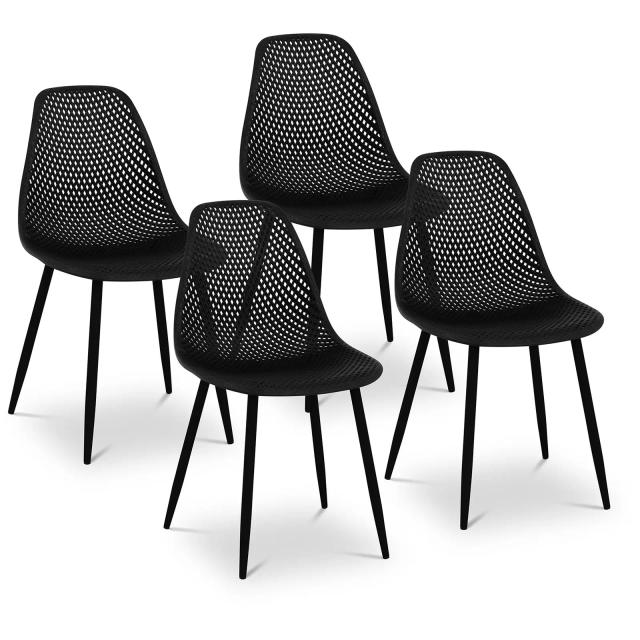 Scaun - set de 4 - până la 150 kg - scaun 52 x 46,5 cm - negru on Productcaster.