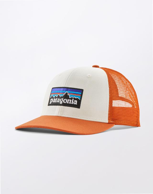Patagonia P-6 Logo Trucker Hat White w/Redtail Rust on Productcaster.