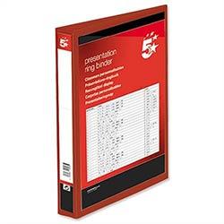 Red 4 Ring Presentation Binder PVC 25mm A4 5 Star Pack 10 on Productcaster.