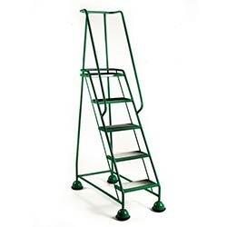 5 Rubber Tread Green Mobile Safety Steps With Handrail Height 1.94m Capacity 125kg on Productcaster.