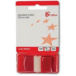 5 Star Office Standard Index Flags 50 Sheets per Pad 25x45mm Red Pack 5 on Productcaster.