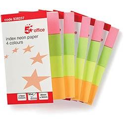 5 Star Office Index Flags Neon 20x50mm 50 Sheets per Colour Assorted Pack 5 on Productcaster.