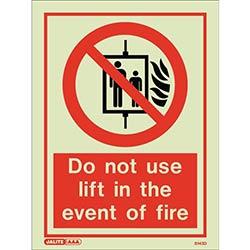 Photoluminescent Sign Do Not Use Lift In The Event Of Fire HxW: 200x15 on Productcaster.