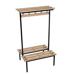 Evolve Duo Bench With Wood Top Shelf 1500x800mm 14 Hooks 2 Uprights Black on Productcaster.