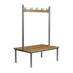 Club Duo Cloakroom Bench Silver 1500mm Widex800 Deep With 14 Hooks on Productcaster.