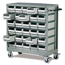 Steel Drawer Trolley 880x880x400mm With 30xBin Trays on Productcaster.