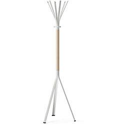 NINE White Coat Stand with Matching Hooks & Bleached H8 Beech Wooden Column on Productcaster.