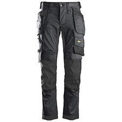 Snickers 6241 AllroundWork Stretch Work Trousers With Holster Pockets Size 58 (W: 41 Inches/L: 32 Inches) Steel Grey & Black on Productcaster.