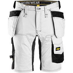 Snickers 6141 AllroundWork, Stretch Shorts Holster Pockets White - Black Size: 044 on Productcaster.