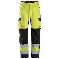 Snickers 6563 ProtecWork High-Vis Waterproof Shell Trousers Class 2 Size 156 (W39xL35inch) Yellow & Navy on Productcaster.