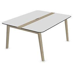 Narbutas Nova Wood Meeting Table Seats 6 People 1600X1200X740mm With Wood Insert In White HPL-Black Edge Top And Ash Stained Light Grey Legs Grommet  on Productcaster.