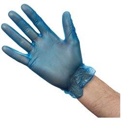 Vogue Powdered Vinyl Gloves Blue Large (Pack of 100) on Productcaster.