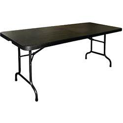 Bolero Rectangular Centre Folding Utility Table Black 6ft (Single) on Productcaster.