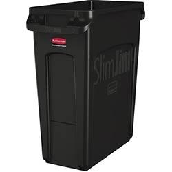 Rubbermaid Slim Jim Container With Venting Channels Black 60Ltr on Productcaster.