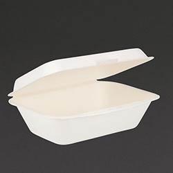 Fiesta Compostable Bagasse Hinged Food Containers 182mm on Productcaster.