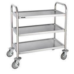 Vogue Stainless Steel 3 Tier Clearing Trolley Small on Productcaster.