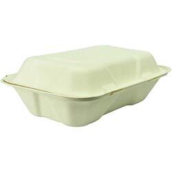 Vegware Compostable Bagasse Clamshell Hinged Meal Boxes 228mm on Productcaster.