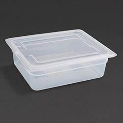 Vogue Polypropylene 1/2 Gastronorm Container with Lid 100mm (Pack of 4) on Productcaster.