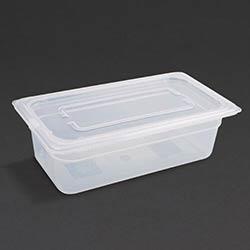 Vogue Polypropylene 1/3 Gastronorm Container with Lid 100mm (Pack of 4) on Productcaster.