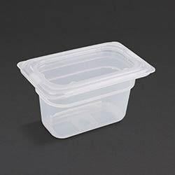 Vogue Polypropylene 1/9 Gastronorm Container with Lid 100mm (Pack of 4) on Productcaster.