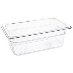 Vogue Polycarbonate 1/4 Gastronorm Container 100mm Clear on Productcaster.