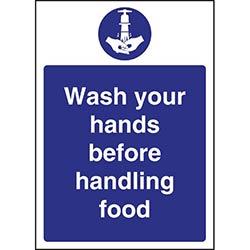 Vogue Wash hands Before Handling Food Sign on Productcaster.