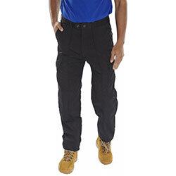 Beeswift Combat Trousers Polyester Cotton Multiple Velcro Pockets Regular Black 32inch Ref 18JA3 on Productcaster.