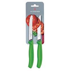 Victorinox 2 Piece Pointed Tip Tomato/Utility Knife Green - 8cm (Blister Pack) on Productcaster.