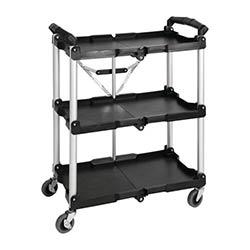 Vogue 3 Tier PP Folding Trolley Black - 835x660x430mm 32x26x17" on Productcaster.