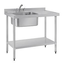 Vogue Single Bowl Sink R/H Drainer St/St - 1000x600mm 39 1/3x23 5/8" on Productcaster.