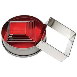 Vogue Square Plain Pastry Cutter Set Mild Steel - 100mm 4" (Pack of 6) on Productcaster.