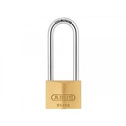 ABUS 65/50mm Brass Padlock 80mm Long Shackle Carded on Productcaster.