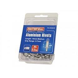 Faithfull Aluminium Rivets 3.2x10mm Medium Pre-Pack of 100 on Productcaster.