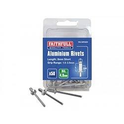 Faithfull Aluminium Rivets 4.8x8mm Short Pre-Pack of 50 on Productcaster.