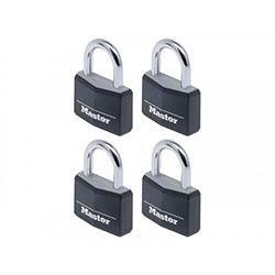 Master Lock Aluminium Black Vinyl Cover 40mm Padlock 4-Pin - Keyed Alikex4 on Productcaster.