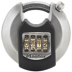 MASTER LOCK 70mm wide Excell zinc discus padlock with shrouded shackle; set-your-own combination on Productcaster.