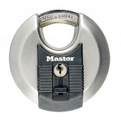 MASTER LOCK 80mm wide Excell stainless steel discus padlock with shrouded shackle on Productcaster.