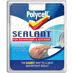 Polycell Sealant Strip Kitchen / Bathroom White 41mm on Productcaster.