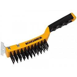 Roughneck Carbon Steel Wire Brush Soft Grip with Scraper 300mm (12in) - 4 Row on Productcaster.