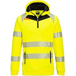 Portwest DX482 DX4 Hi-Vis 1/4 Zip Hoodie Yellow/Black Size XL Regular Fit on Productcaster.