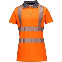 Portwest LW72 Hi-Vis Women's Cotton Comfort Pro Polo Shirt S/S Orange/Grey Size S Y Fit on Productcaster.