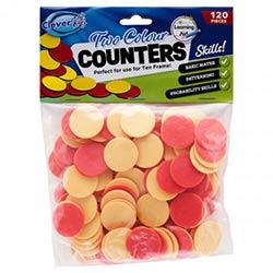 Clever Kidz Two Colour Counters Pack of 120 - Versatile Counters for Math and Sorting Activities on Productcaster.